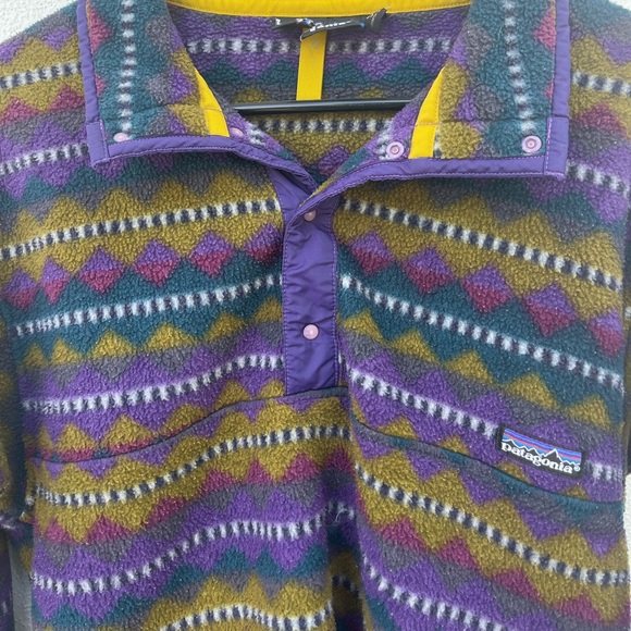 Rare Women's Vintage 90s Patagonia Tribal Synchilla Fleece Pullover Jacket (M) - Picture 4 of 4